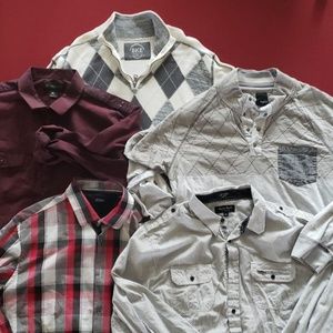 Mens LOT of 5 long sleeve shirts XL & L